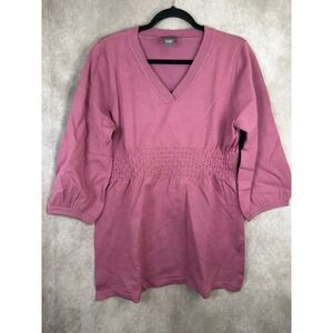 Women’s V-Neck Smocked Tunic - Pink